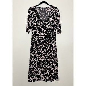 Connected Apparel Women’s Black and Pink Floral Short Sleeve Dress Size 8